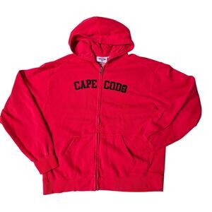 Cape Cod MA Red Zip Up Hoodie Sweatshirt XL Unisex Casual Graphic Tourist